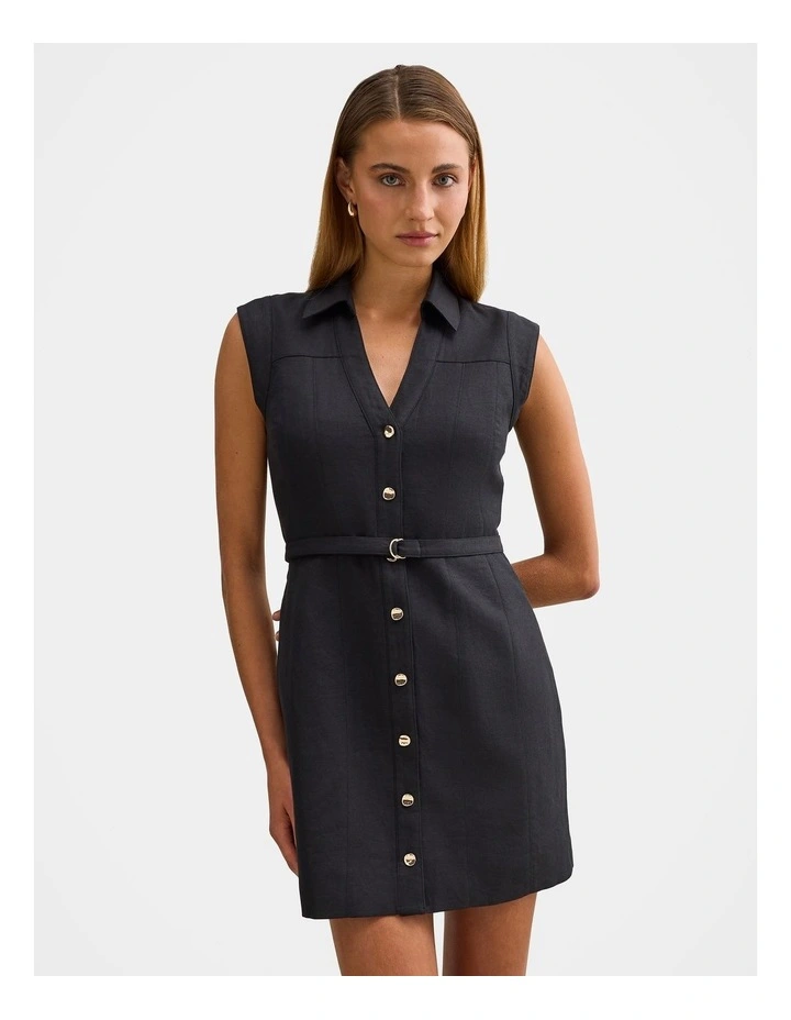 Polly Seamed Mini Dress in Black image 1