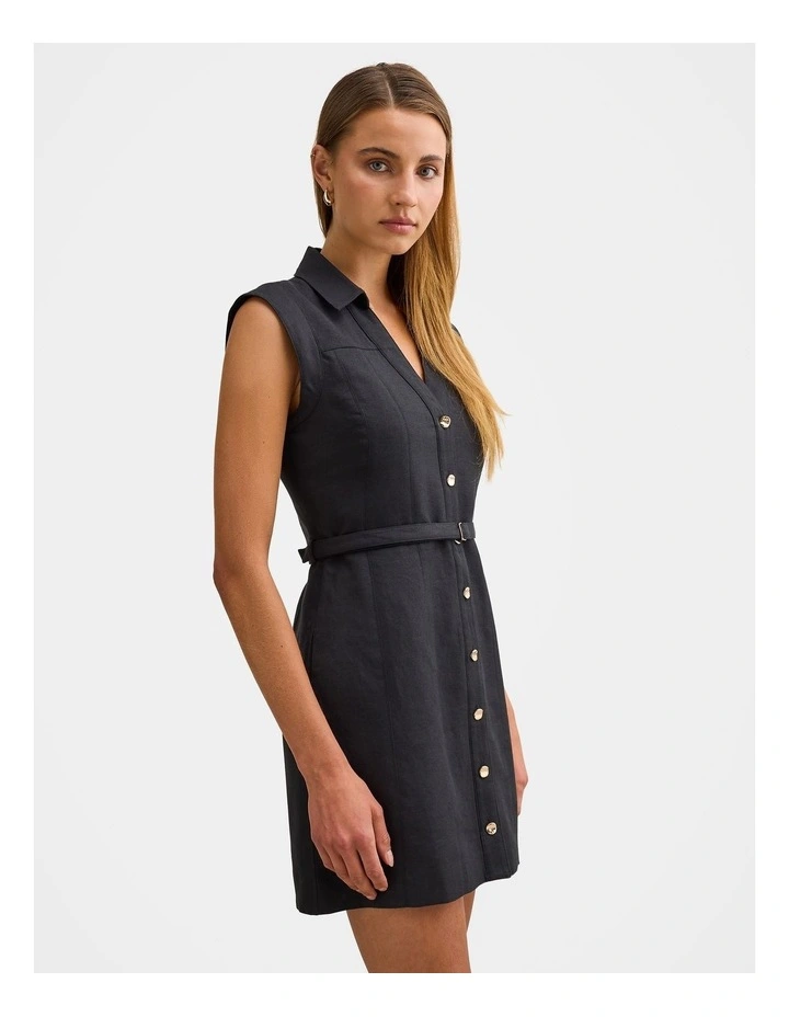 Polly Seamed Mini Dress in Black image 3