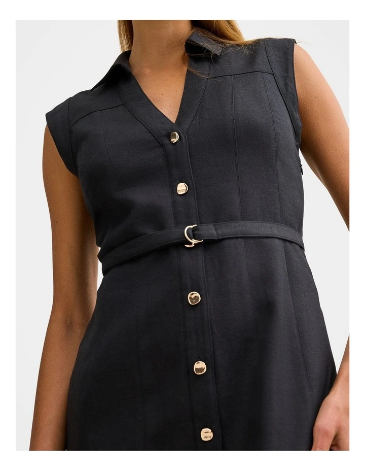 Polly Seamed Mini Dress in Black image 4