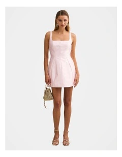 Kaitlyn Structured Satin Mini Dress in Pink