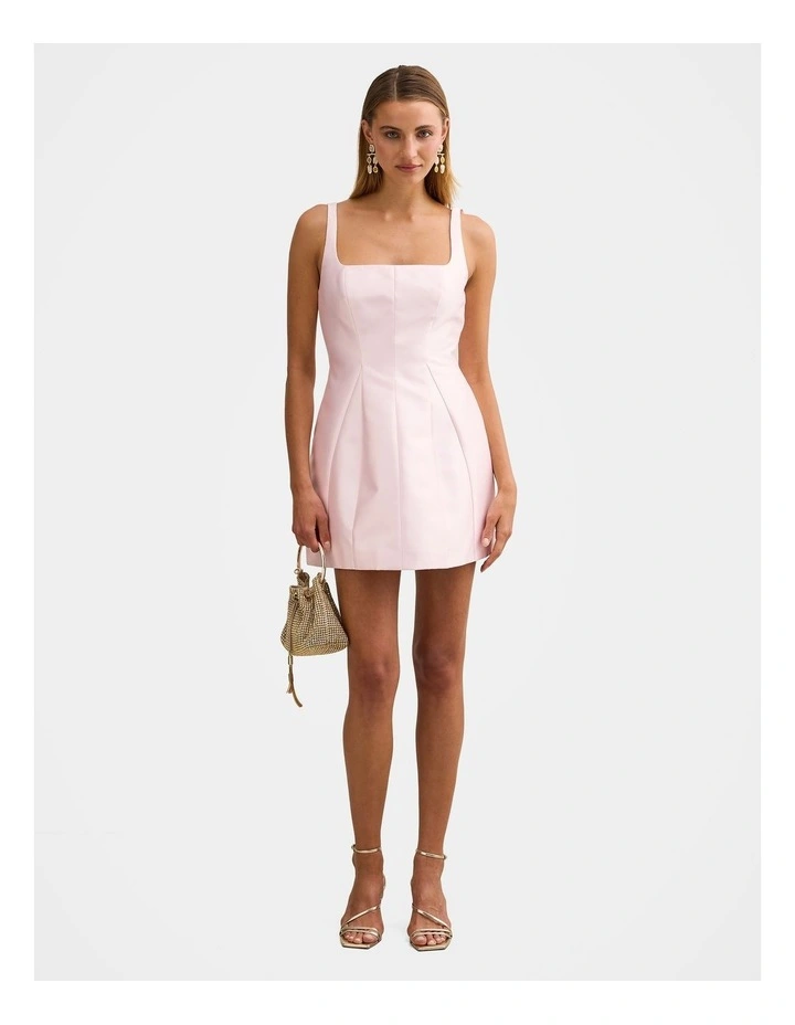Kaitlyn Structured Satin Mini Dress in Pink image 1