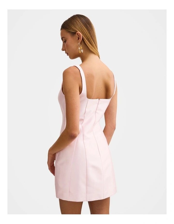 Kaitlyn Structured Satin Mini Dress in Pink image 2