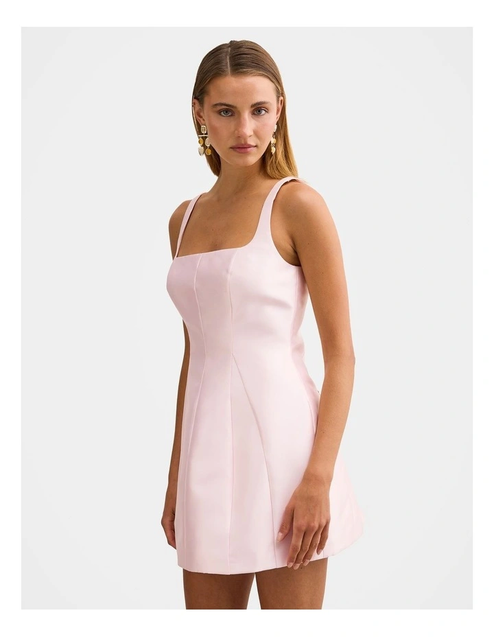 Kaitlyn Structured Satin Mini Dress in Pink image 3