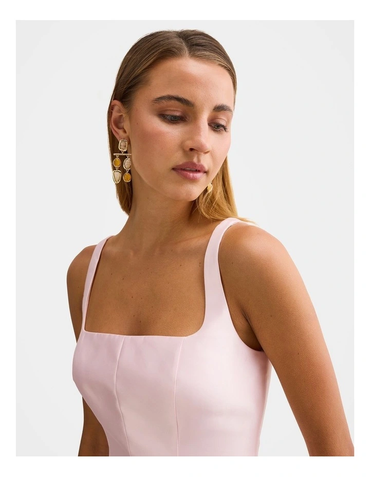 Kaitlyn Structured Satin Mini Dress in Pink image 4