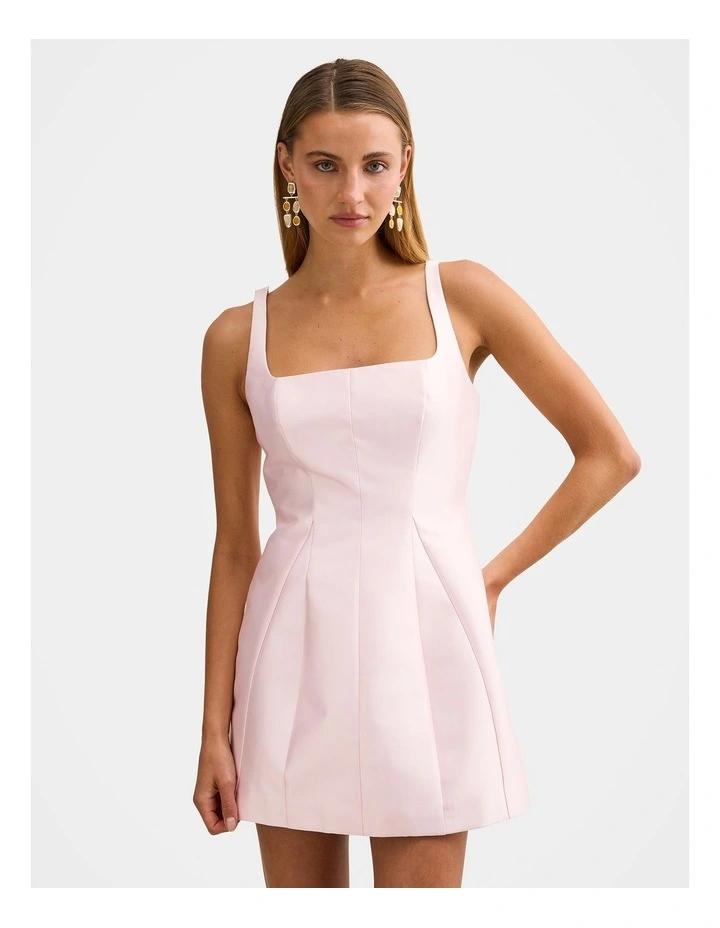 Kaitlyn Structured Satin Mini Dress in Pink image 5