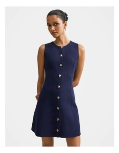 Lucienne Fit and Flare Knitted Mini Dress in Navy