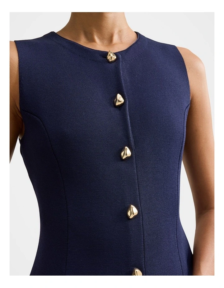 Lucienne Fit and Flare Knitted Mini Dress in Navy image 4