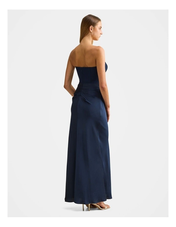 Isra Drape Strapless Maxi Dress in Navy image 2