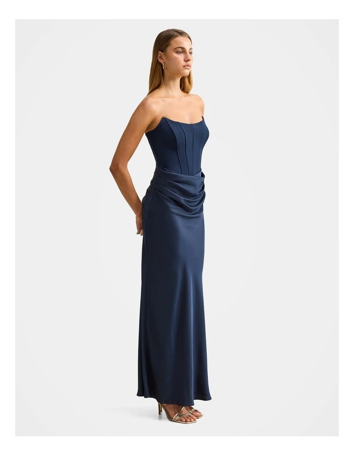 Isra Drape Strapless Maxi Dress in Navy image 3