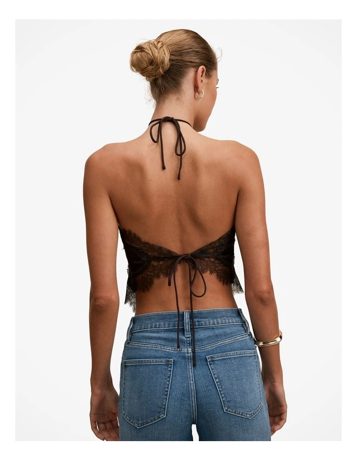 Jovie Halter Neck Lace Top in Brown image 2