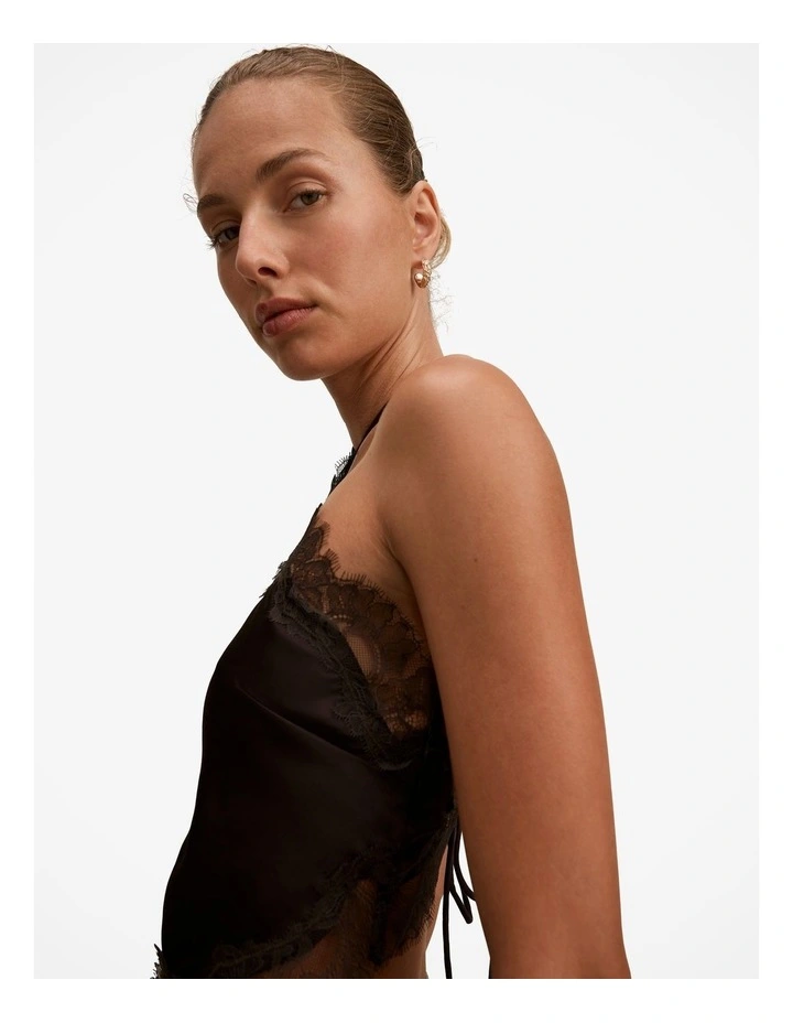 Jovie Halter Neck Lace Top in Brown image 4