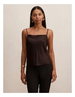 Tamsyn Satin Camisole Top in Brown
