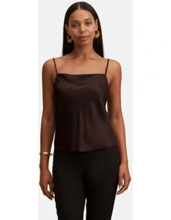 Tamsyn Satin Camisole Top in Brown