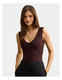 Vera V Neck Tank Top in Brown