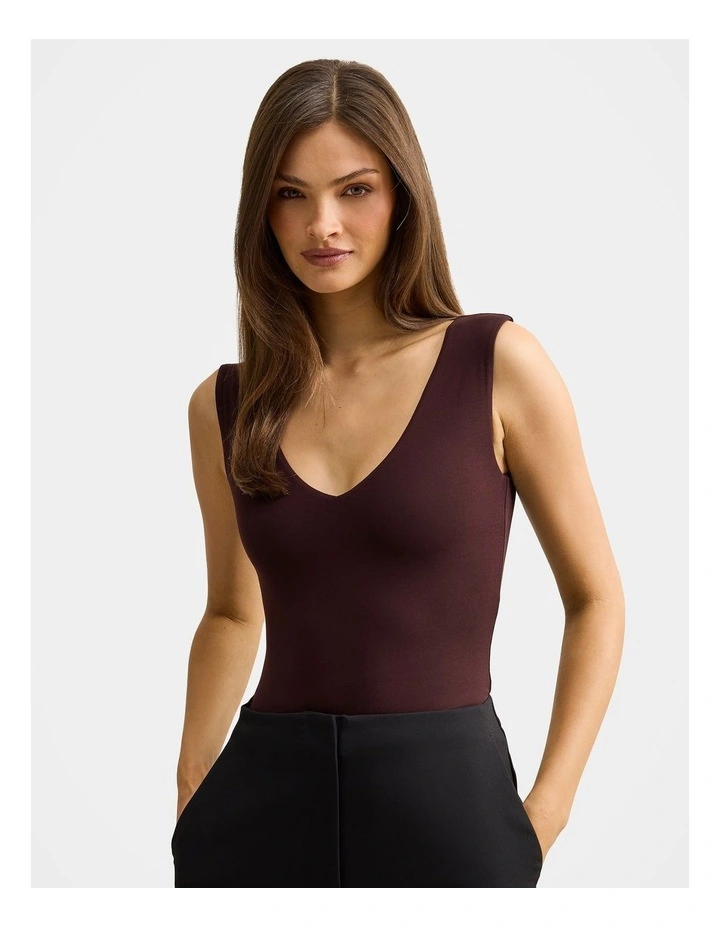 Vera V Neck Tank Top in Brown image 1
