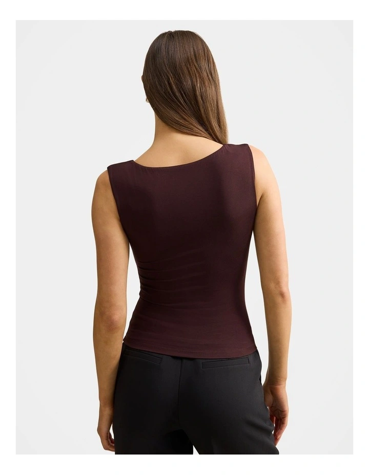 Vera V Neck Tank Top in Brown image 2