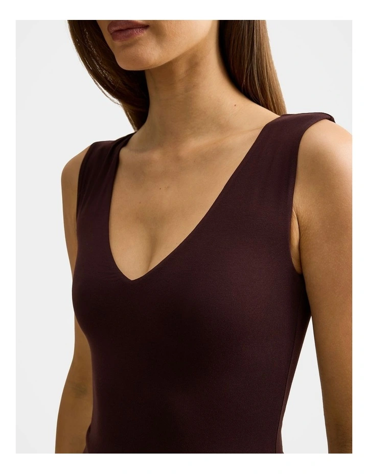 Vera V Neck Tank Top in Brown image 4
