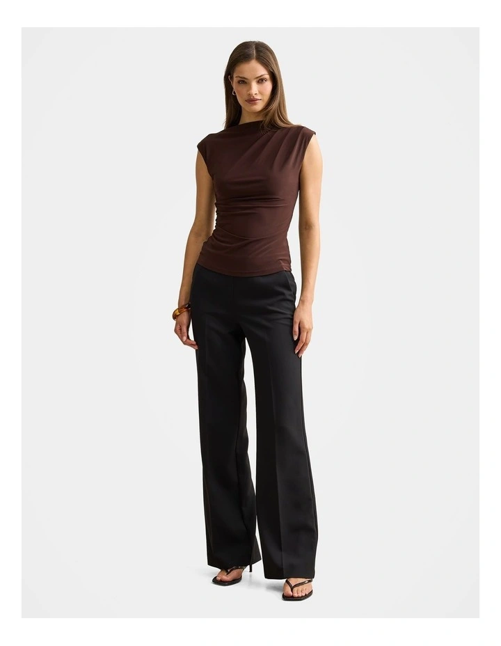 Logan Asymmetric Shoulder Top in Brown image 5