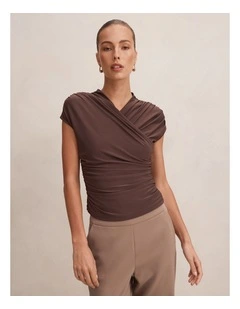 Juliette Cross Neck Top in Brown