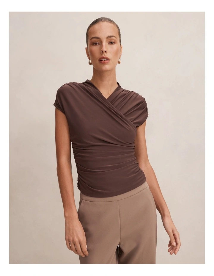 Juliette Cross Neck Top in Brown image 1