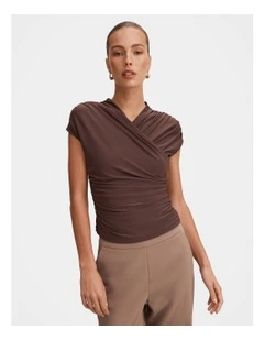 Juliette Cross Neck Top in Brown