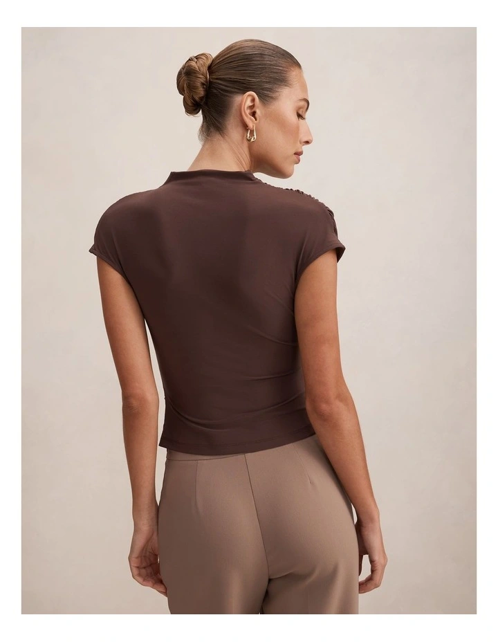 Juliette Cross Neck Top in Brown image 2