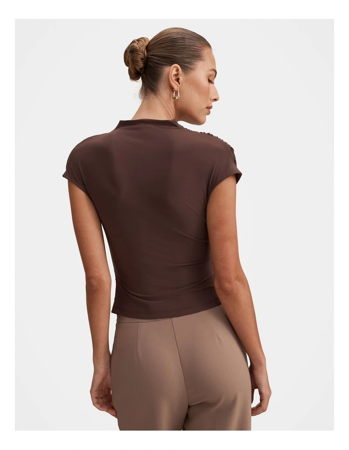 Juliette Cross Neck Top in Brown image 2