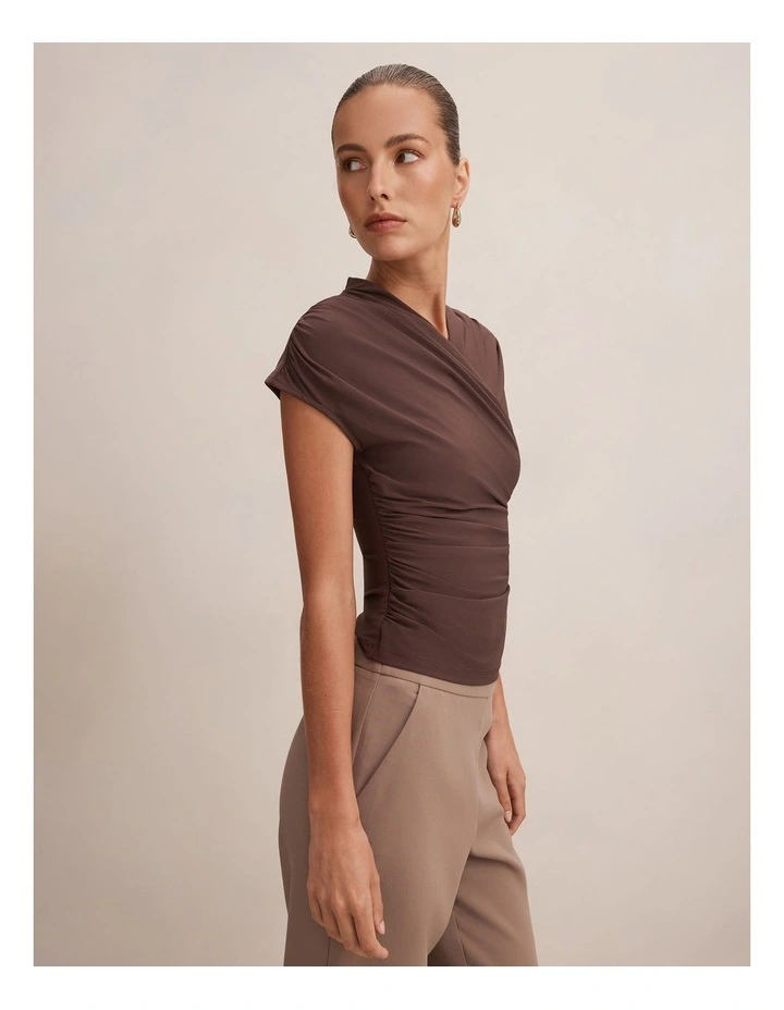 Juliette Cross Neck Top in Brown image 3