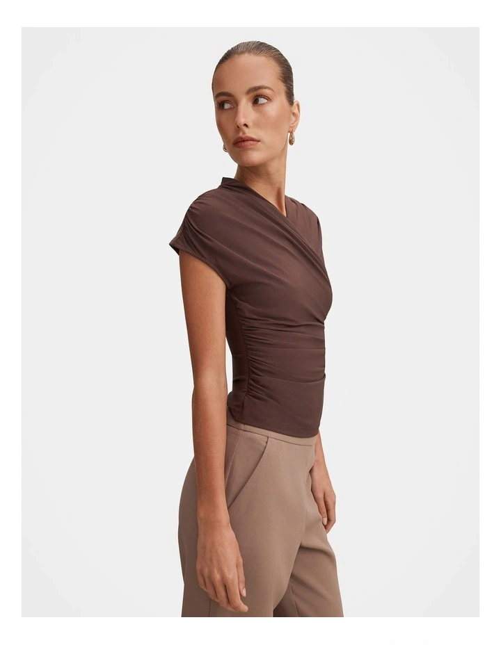 Juliette Cross Neck Top in Brown image 3