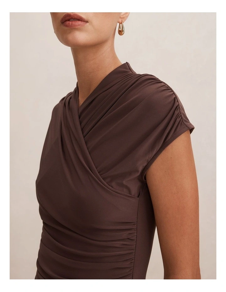 Juliette Cross Neck Top in Brown image 4