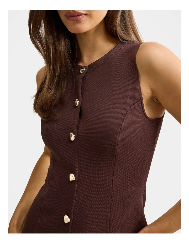 Lucienne Fit and Flare Knitted Mini Dress in Chocolate image 4