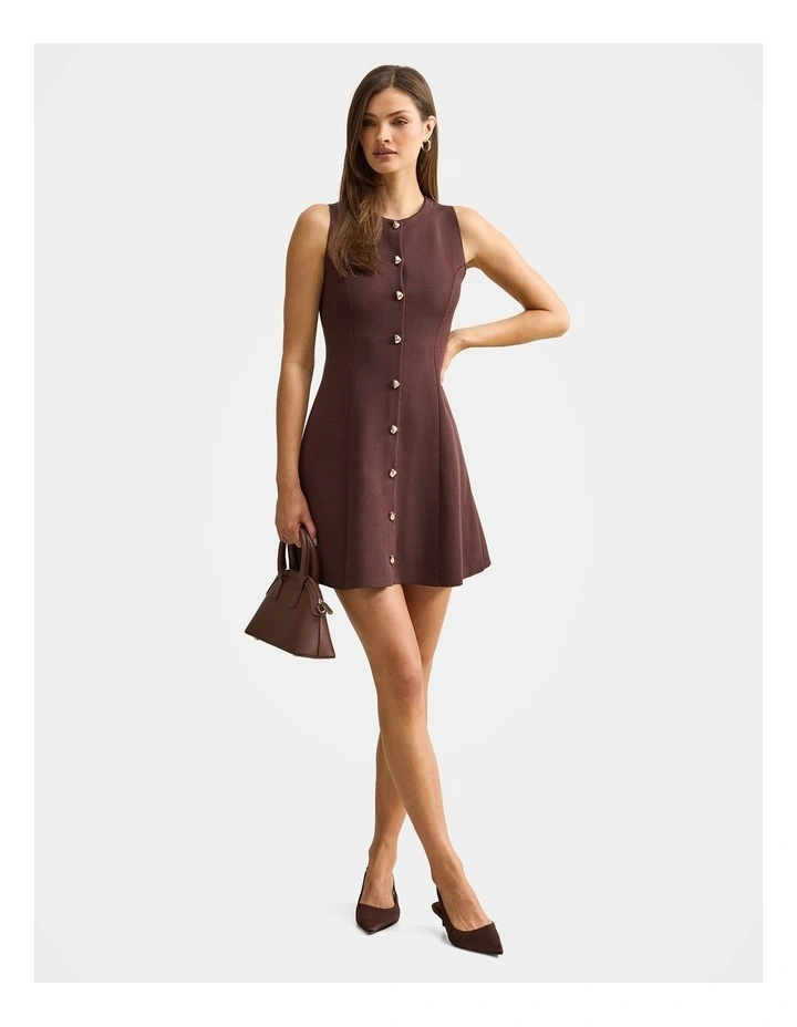 Lucienne Fit and Flare Knitted Mini Dress in Chocolate image 5