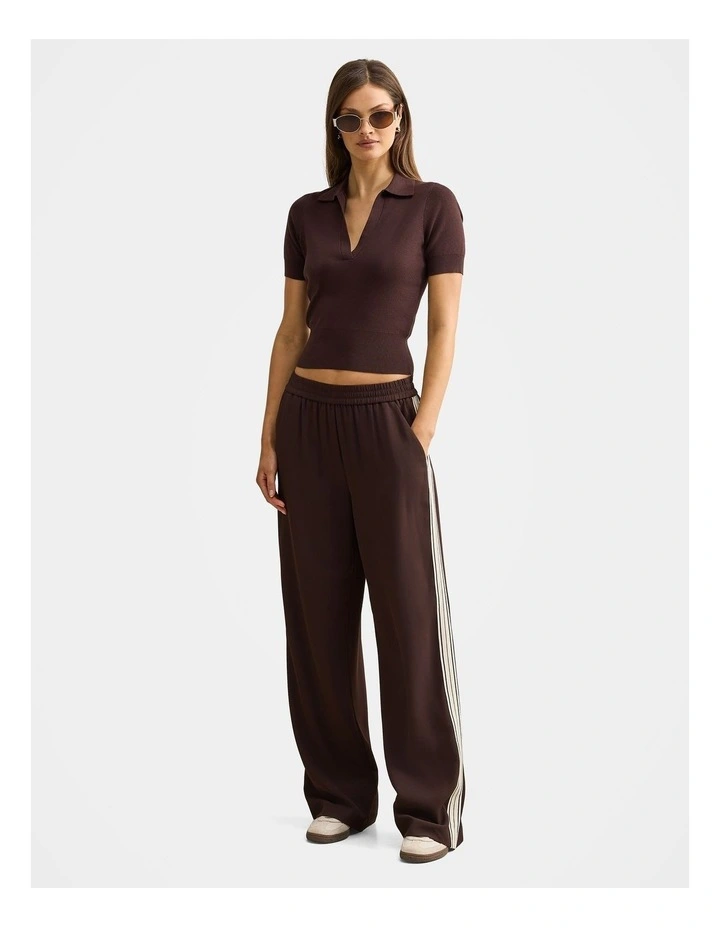 Gia Knitted Polo Top in Chocolate image 5