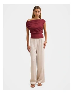 Kenna Tipped Mesh Top in Red