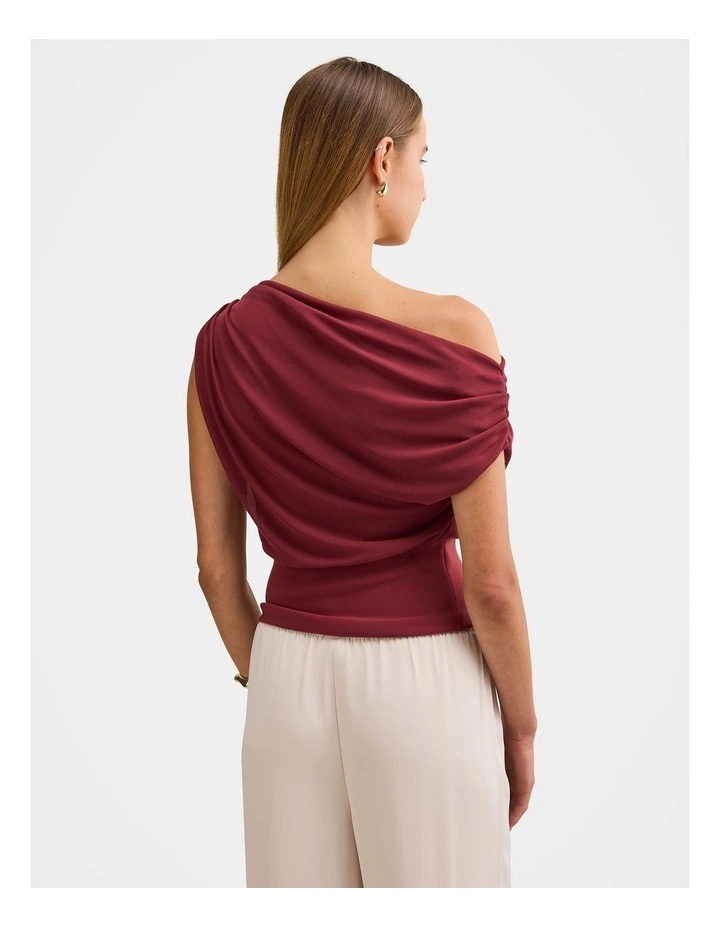 Kenna Tipped Mesh Top in Red image 2