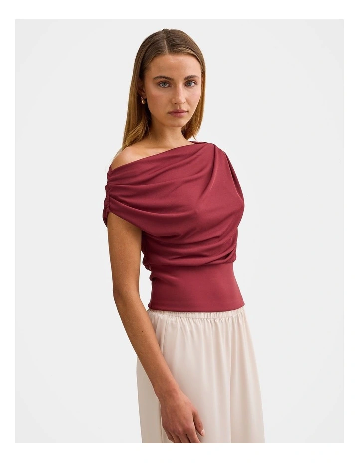 Kenna Tipped Mesh Top in Red image 3