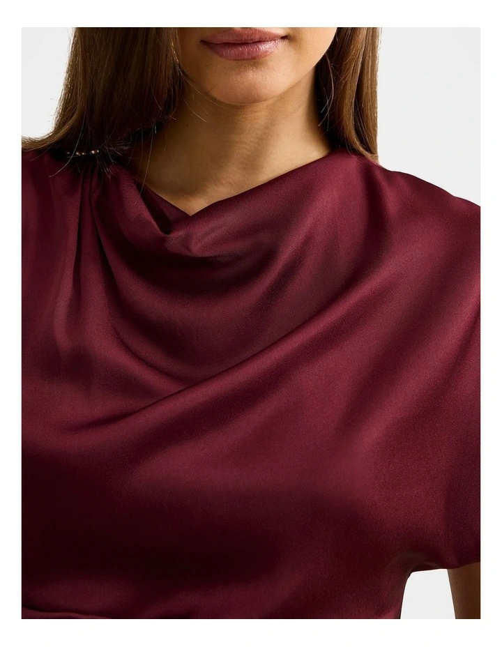 Genevieve Satin Drape Maxi Dress in Red image 4