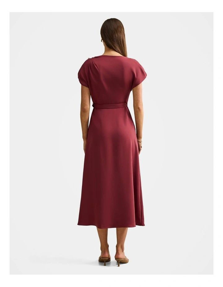 Kylee Button Neck Dress in Red image 2