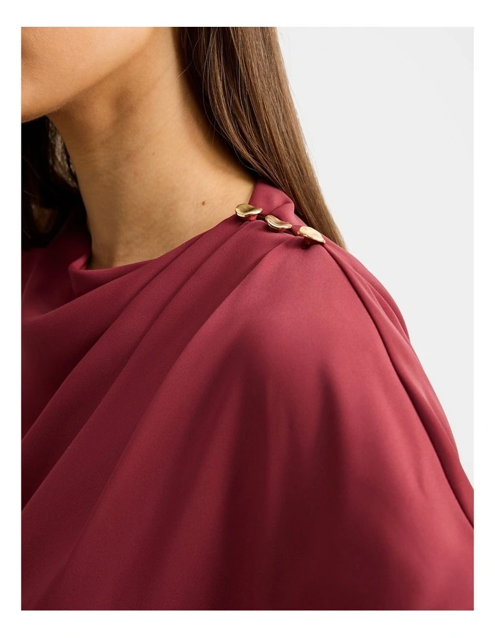 Kylee Button Neck Dress in Red image 4