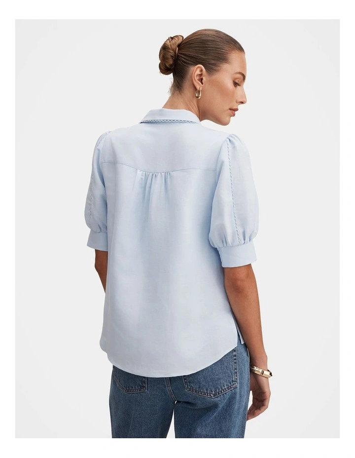Finley Trim Detail Blouse Top in Blue image 2