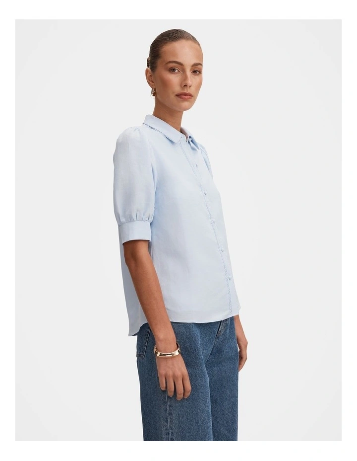 Finley Trim Detail Blouse Top in Blue image 3