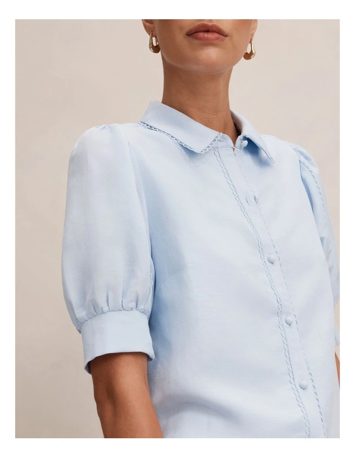 Finley Trim Detail Blouse Top in Blue image 4