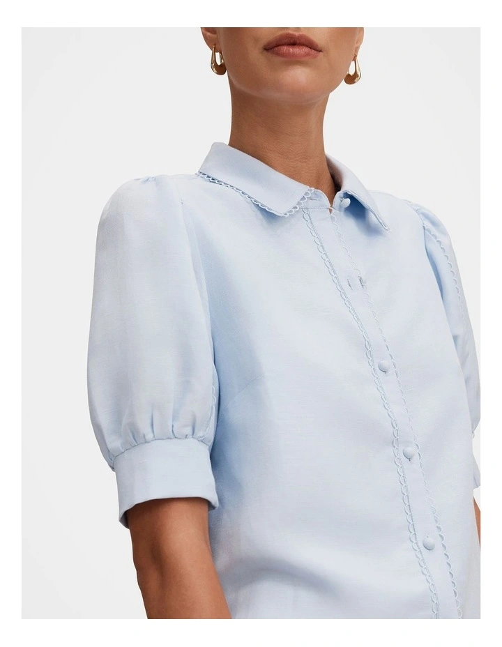 Finley Trim Detail Blouse Top in Blue image 4
