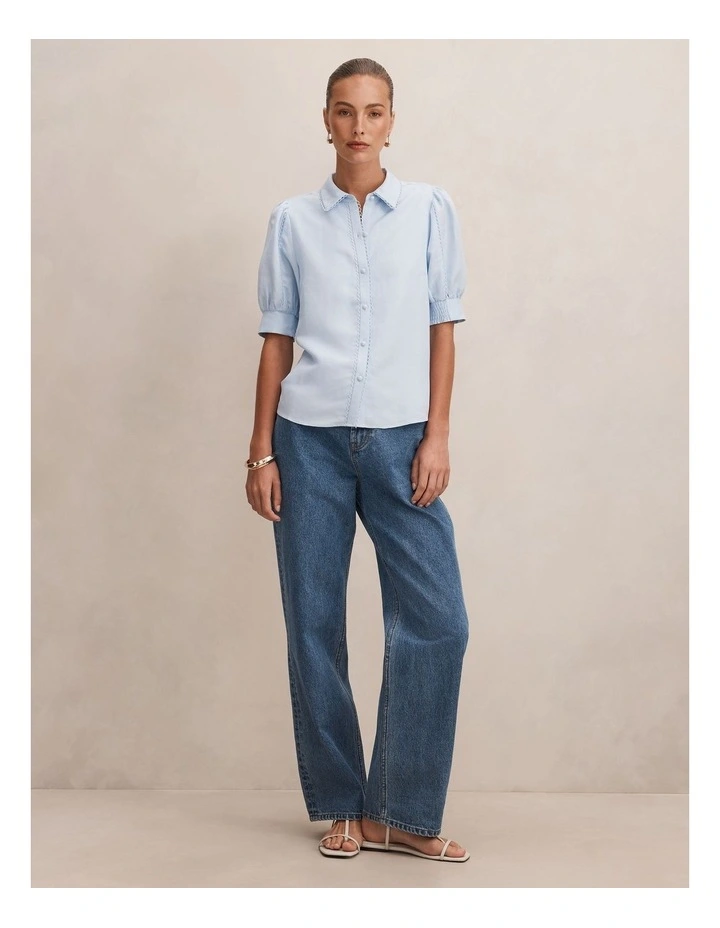 Finley Trim Detail Blouse Top in Blue image 5