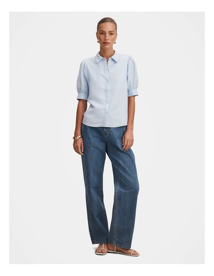 Finley Trim Detail Blouse Top in Blue image 5