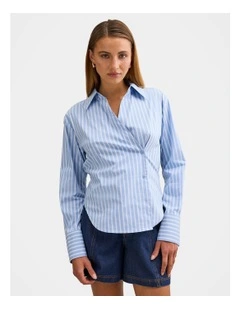 Tina Tie Back Shirt in Blue