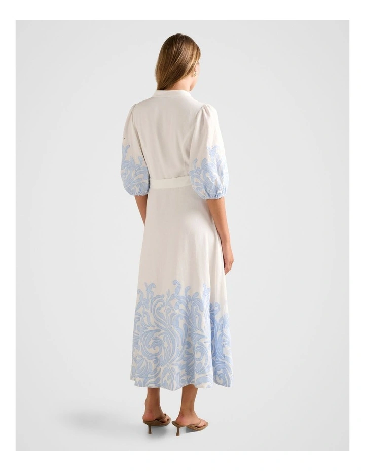 Esther Embroidered Midi Dress in Blue image 2