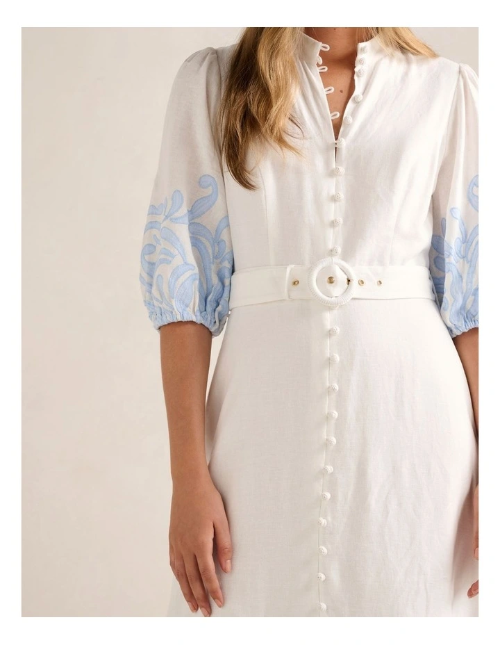 Esther Embroidered Midi Dress in Blue image 4
