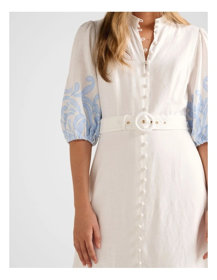 Esther Embroidered Midi Dress in Blue image 4