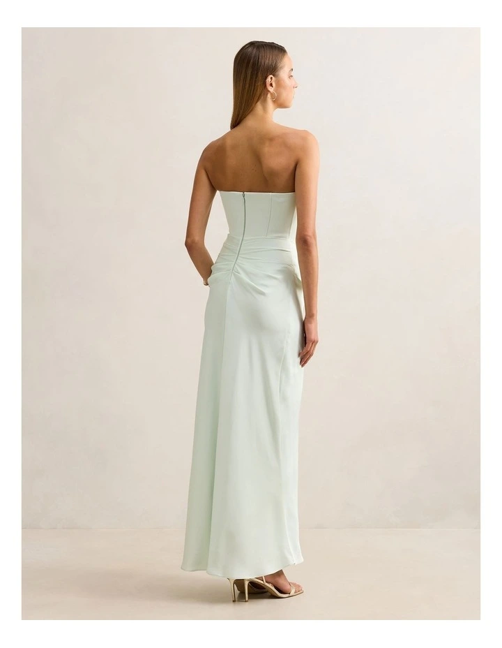 Isra Drape Strapless Maxi Dress in Green image 2